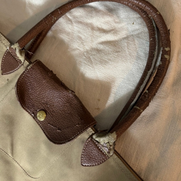 Longchamp large Le Pliage large olive green brown handbag purse tote bag - Picture 8 of 9